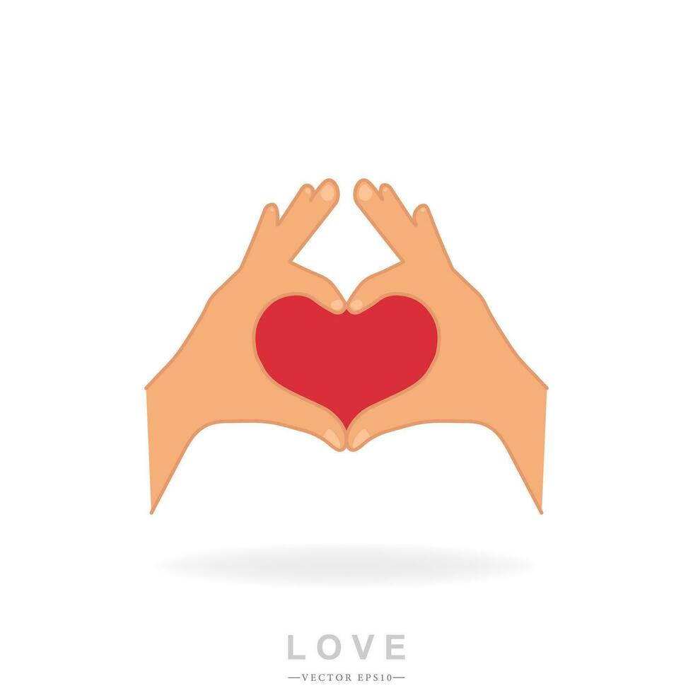 Valentine's day concept. Heart shape. Gesture created by hands. Sign indicating love. Isolated vector illustration.