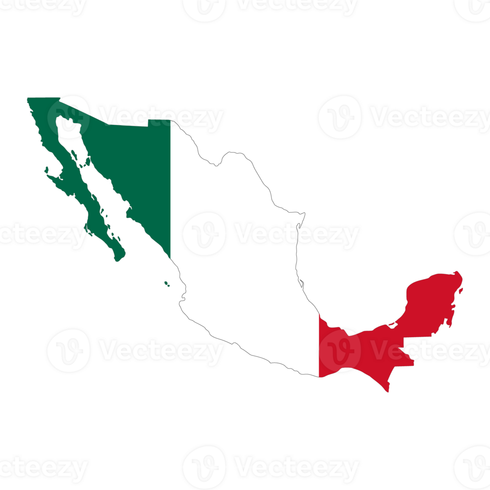 Mexico map with Mexican flag png