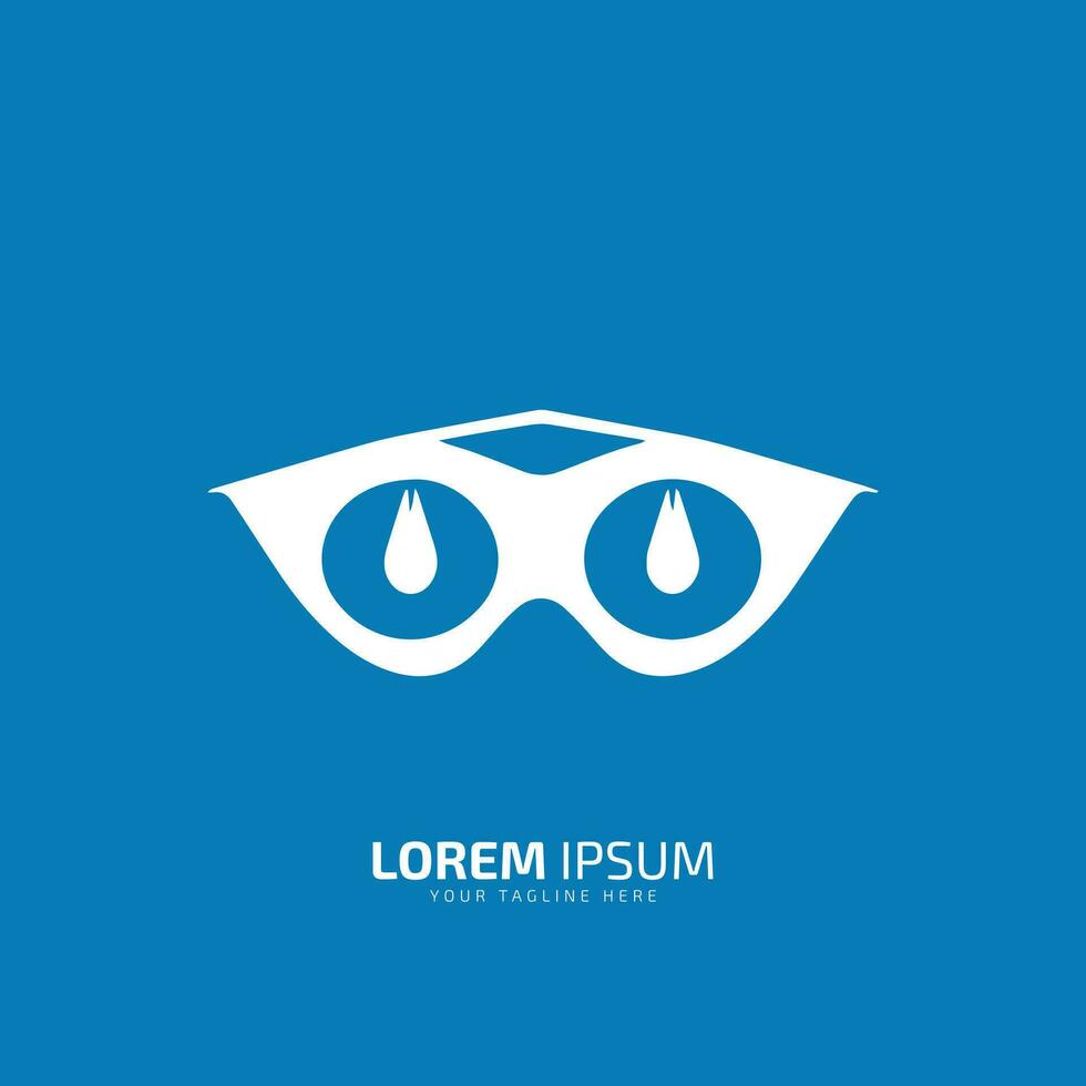 mínimo o resumen ojo lentes logo vector icono silueta aislado en azul antecedentes