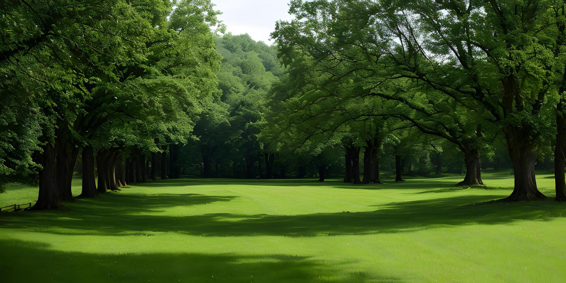 Spring concept background idyllic nature landscape by green grass foreground. photo
