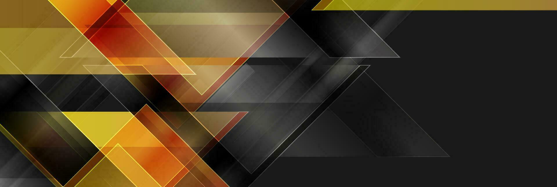 Black and golden glossy triangles abstract technology background vector