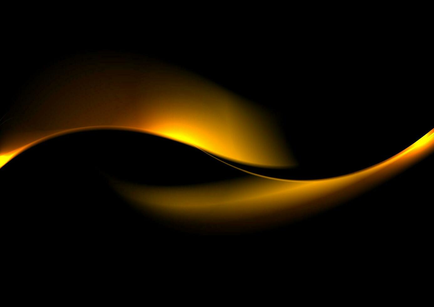 Liquid golden waves on black background vector