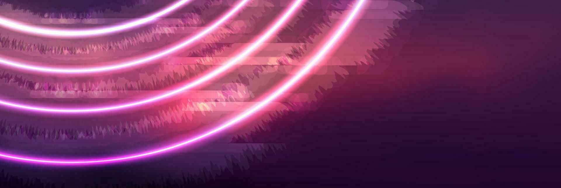 Abstract glowing banner with pink neon circles vector