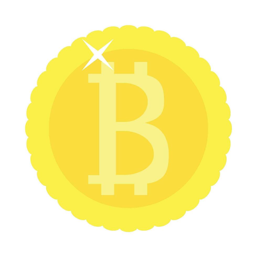 Bitcoin coin golden isolated. Btc money virtual, vector electronic crypto money illustration