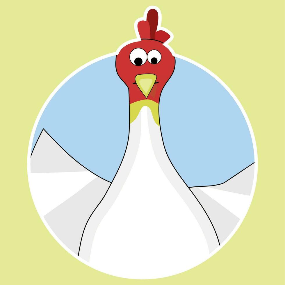 Sticker cartoon chicken icon vector. Cartoon farm animal badge illustration vector