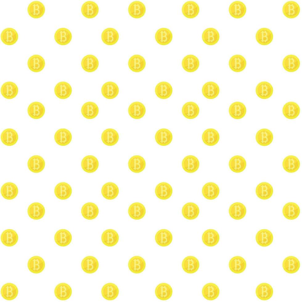 Bitcoin seamless pattern. Golden coin electronic finance crypto, vector cryptocurrency mining illustration