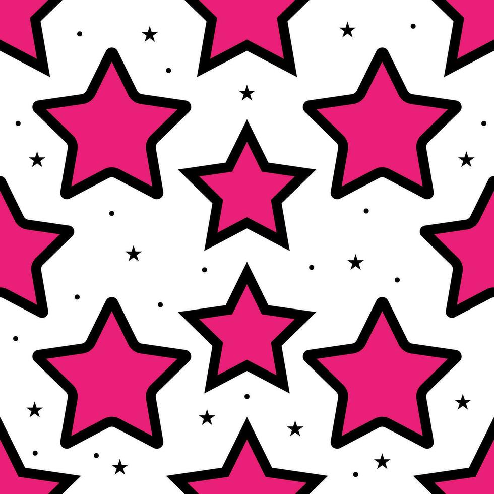 rosado color caótico estrellas sin costura modelo. vector ilustración.