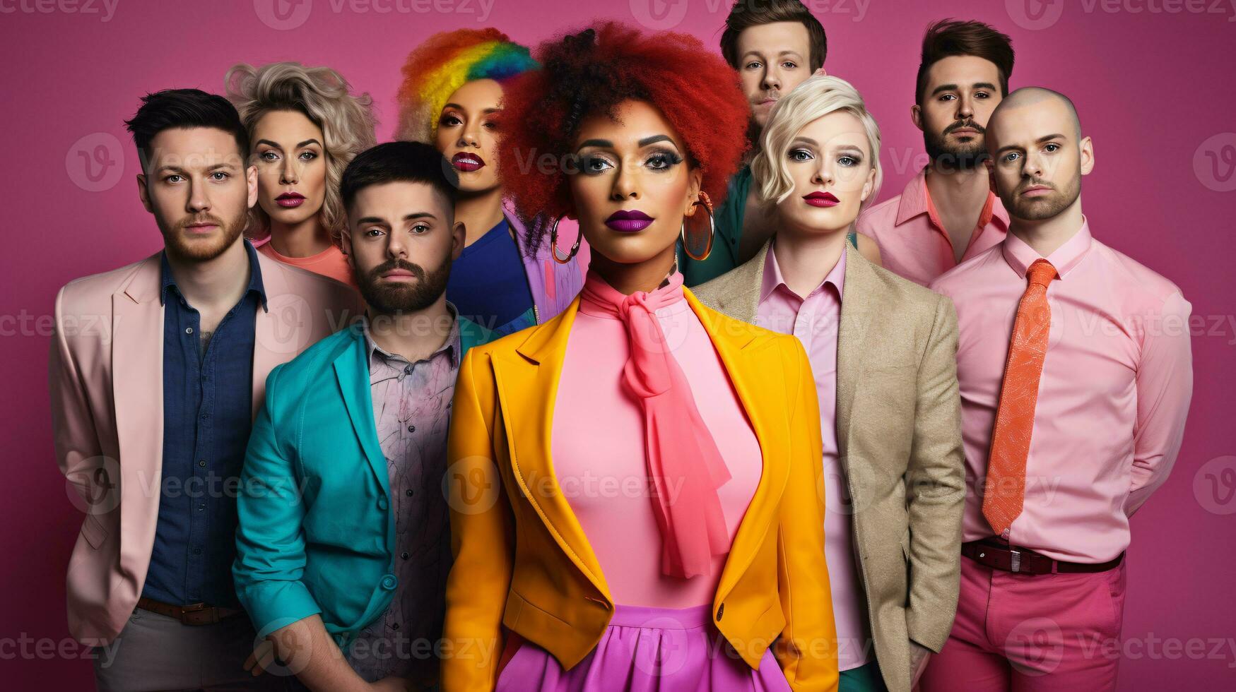 Vibrant Celebration of Gender Diversity and Inclusivity Showcasing Expressions and Attire AI Generative photo
