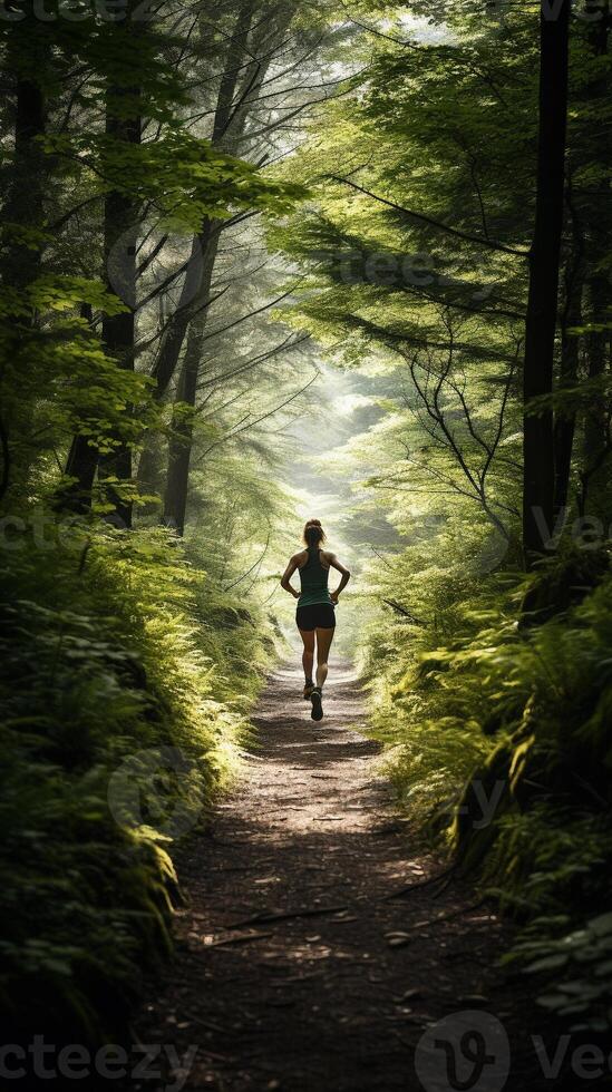 Forest Sprint - Capturing the Runner's Willpower Amidst Nature photo