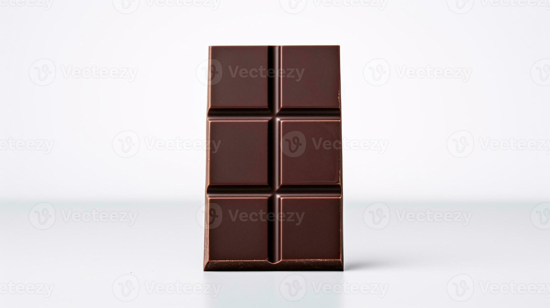 Smooth Glossy Chocolate Bar Resting on White Linen Backdrop with Copyspace Right AI Generative photo