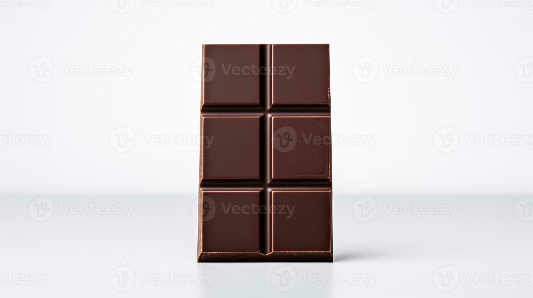 Smooth Glossy Chocolate Bar Resting on White Linen Backdrop with Copyspace Right AI Generative photo