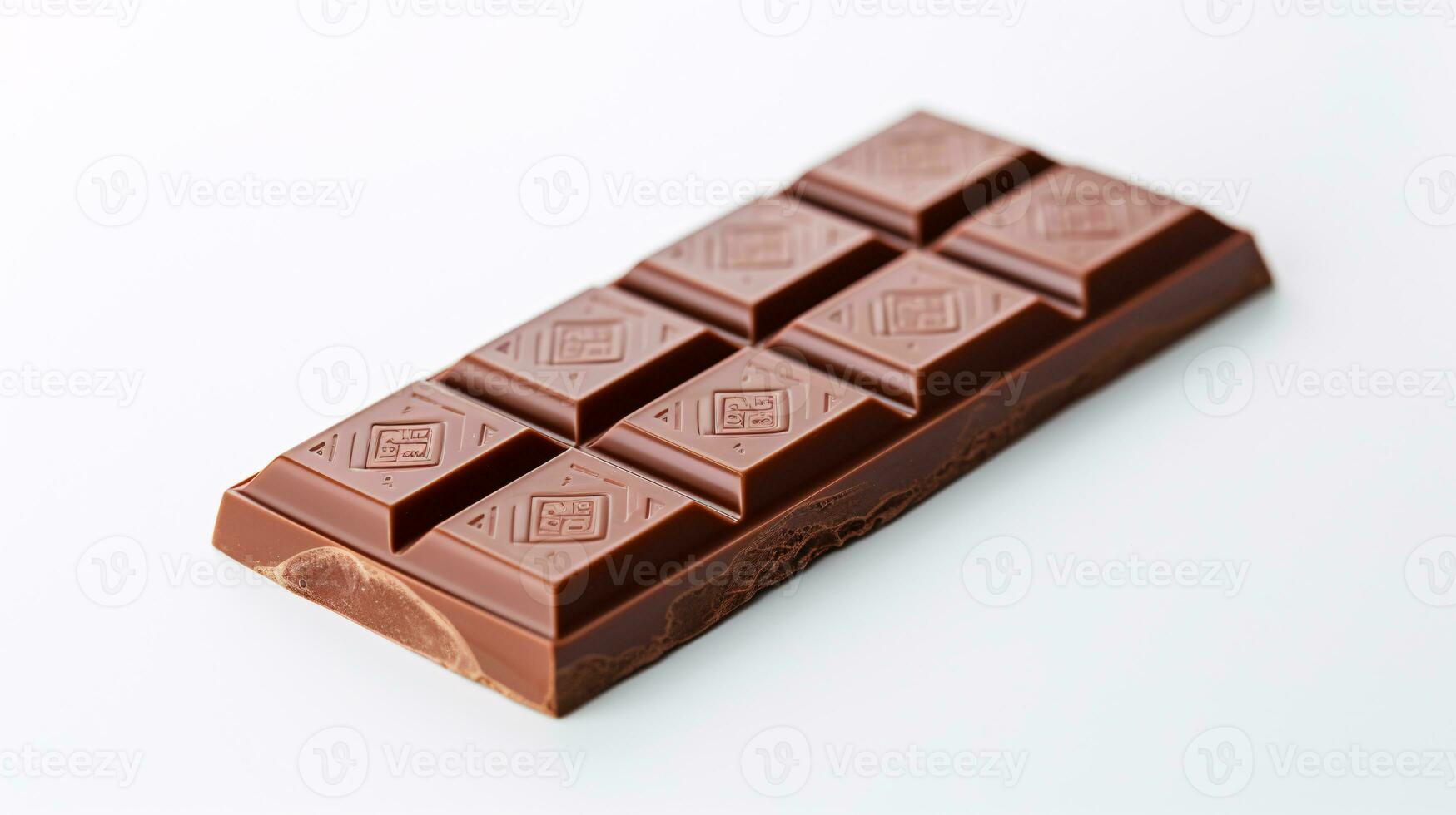 Smooth Glossy Chocolate Bar Resting on White Linen Backdrop with Copyspace Right AI Generative photo