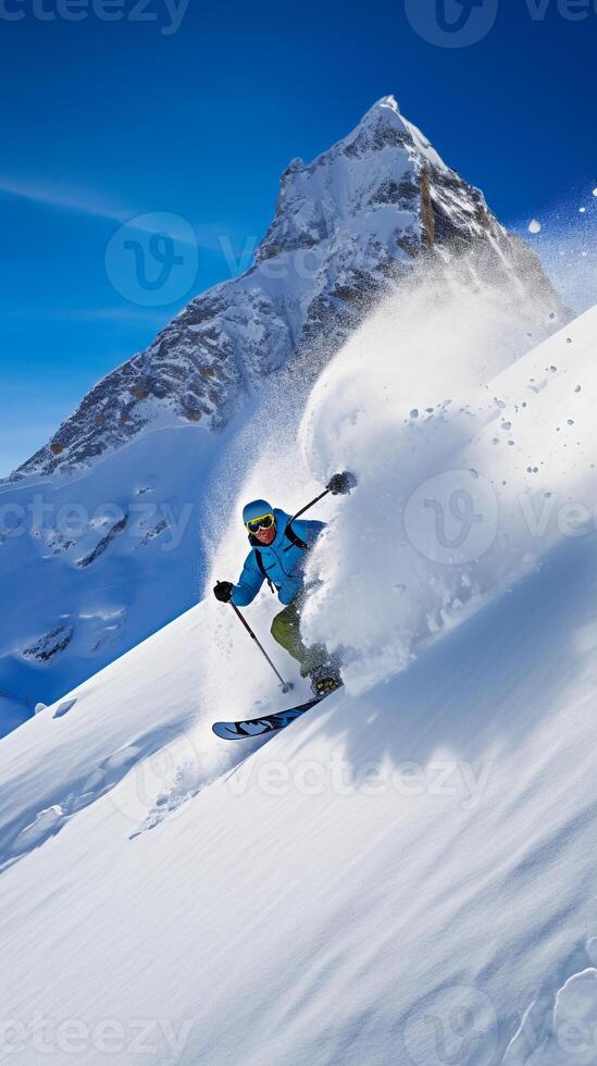 The Snowy Launch - A Skier's Leap of Adrenaline and Adventure photo