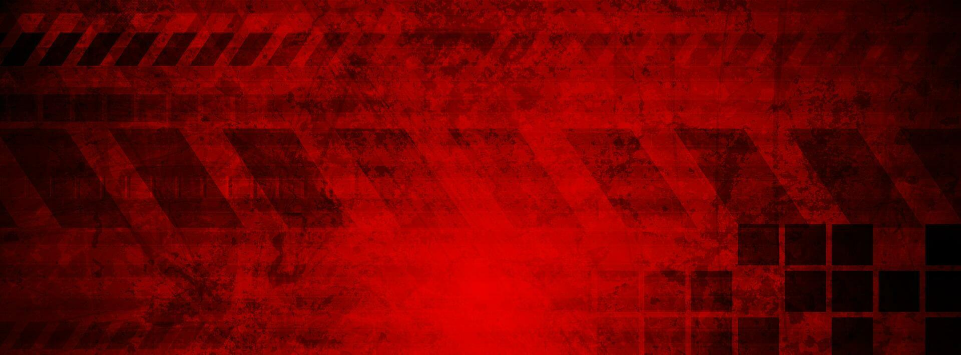 Dark red abstract geometric technology grunge banner vector