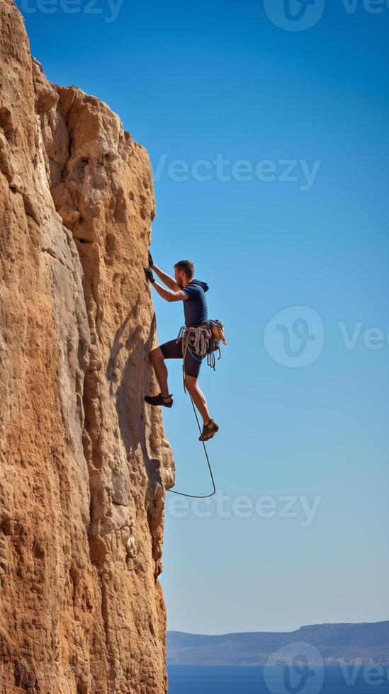 escalada el alturas - un viaje de fuerza y aventuras ai generativo foto