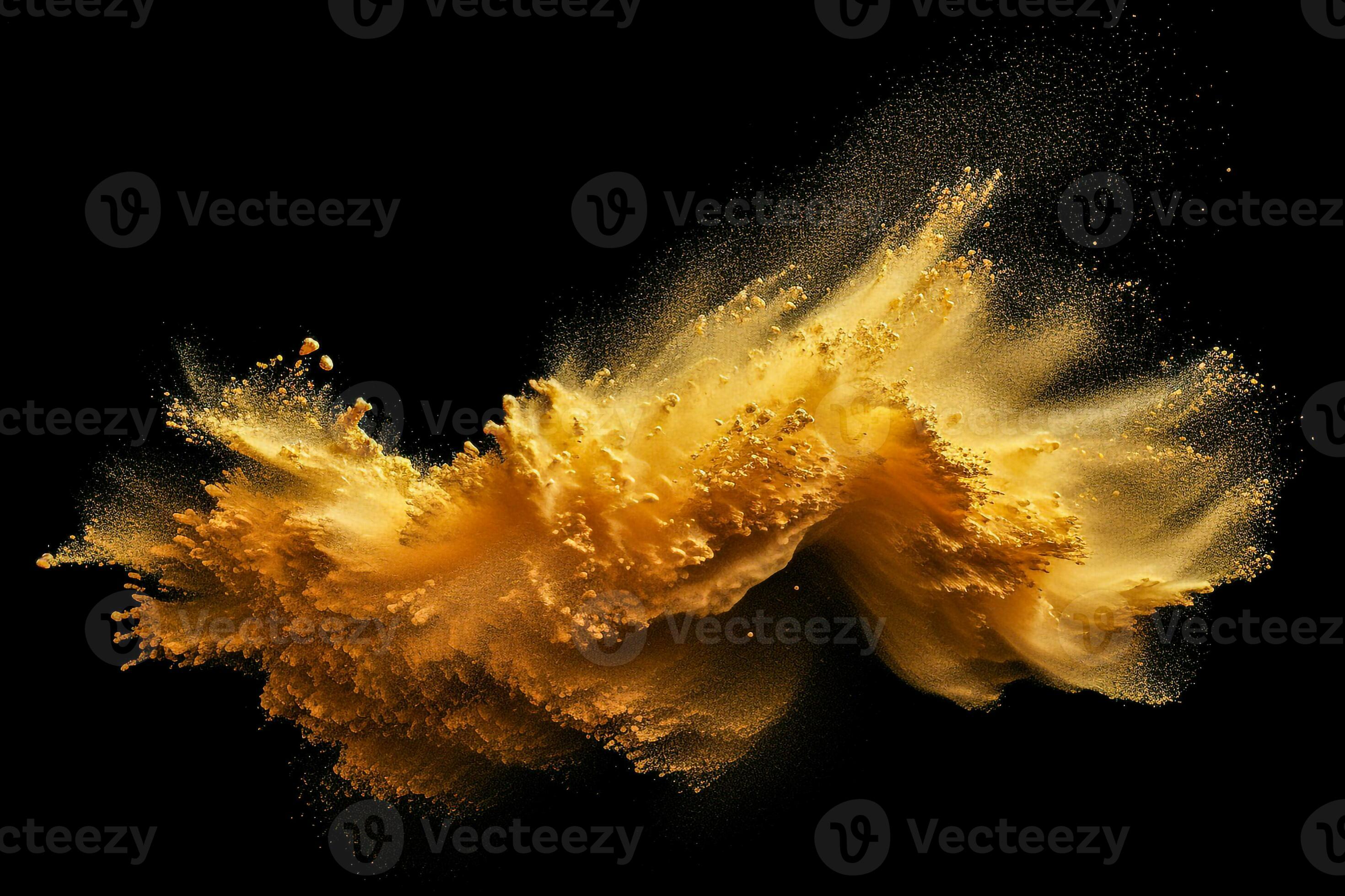 Gold dust explosion on black background generative AI 28558801 Stock