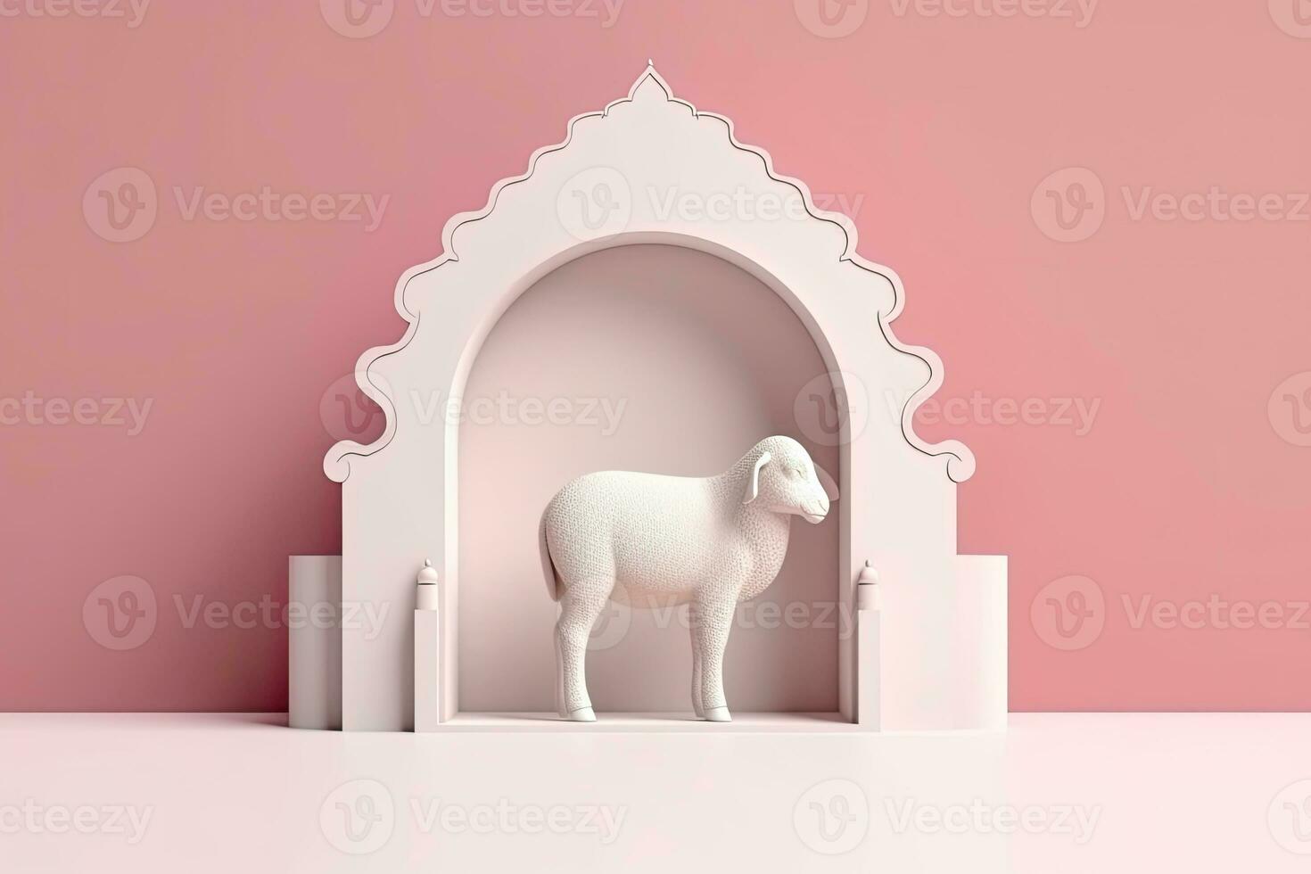 3d Eid Al Adha, Sheep Symbol, AI Generated photo