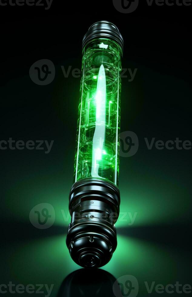 light green light lamp on black background generative AI photo