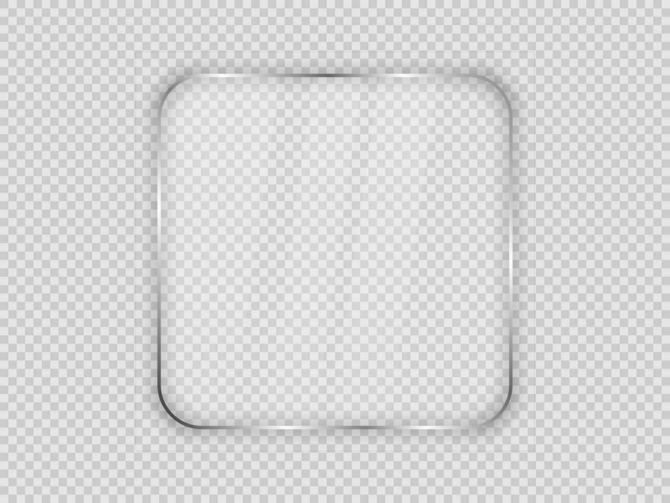 Glass plate in rounded square frame isolated on background. Vector illustration.