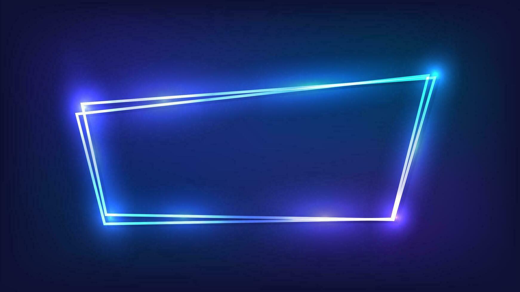 Neon double frame with shining effects vector