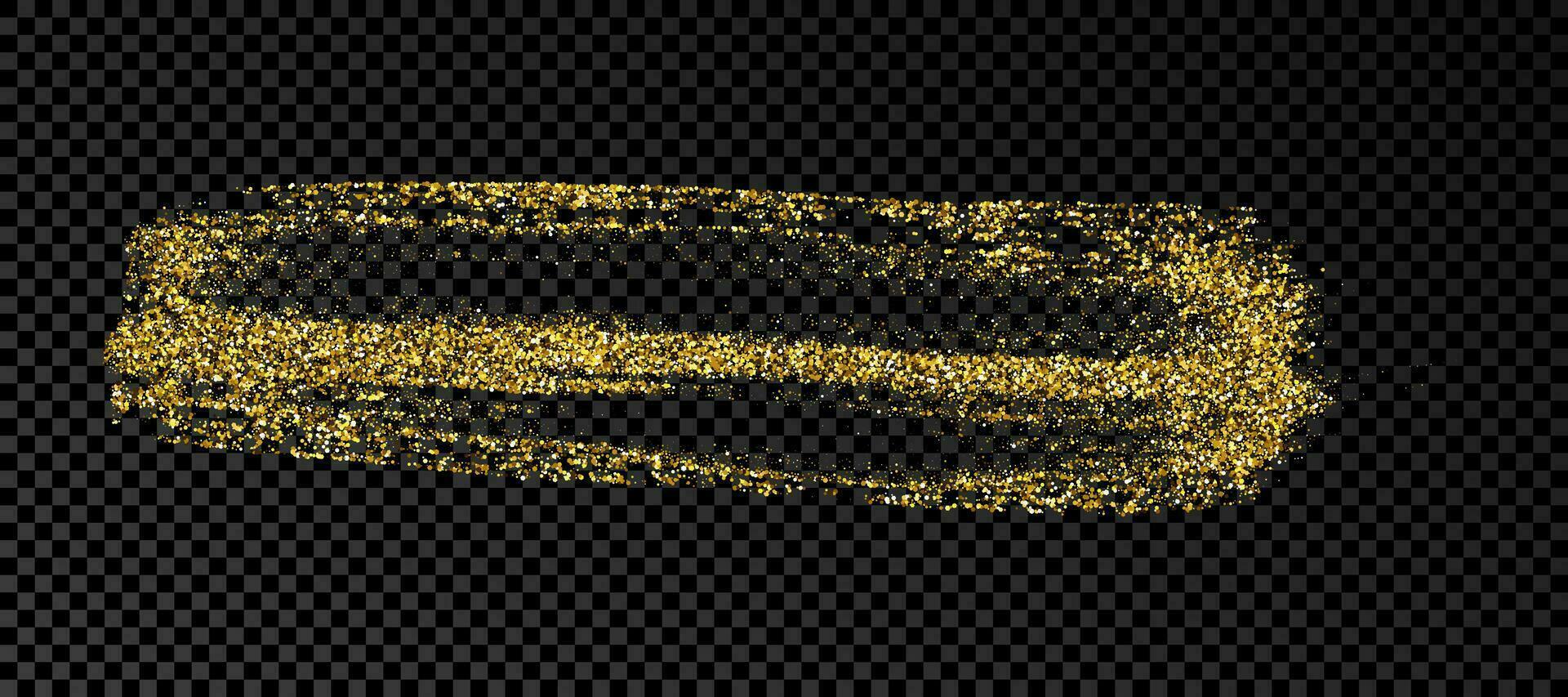 Hand drawn ink spot in gold glitter. Gold ink spot with sparkles isolated on dark background. Vector illustration