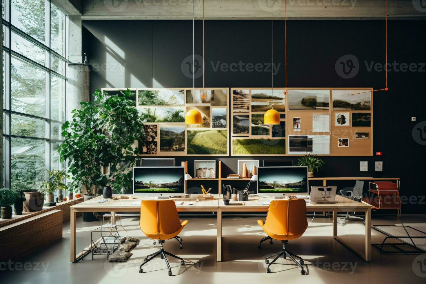 Embracing the Digital Era with an Ideal Workspace Bathed in Bright Hues and Detail AI Generative photo