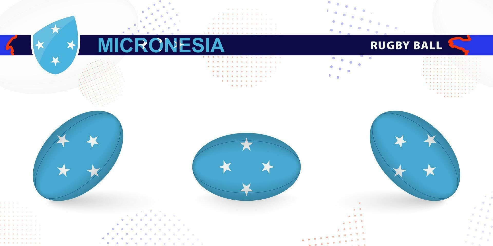 rugby pelota conjunto con el bandera de micronesia en varios anglos en resumen antecedentes. vector