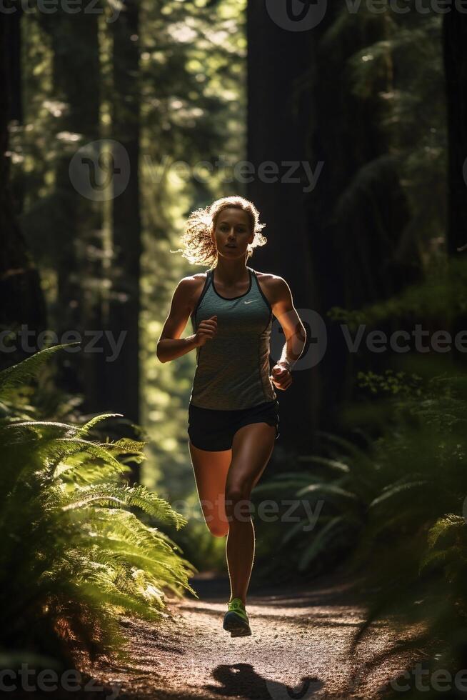 Forest Sprint - Capturing the Runner's Willpower Amidst Nature photo