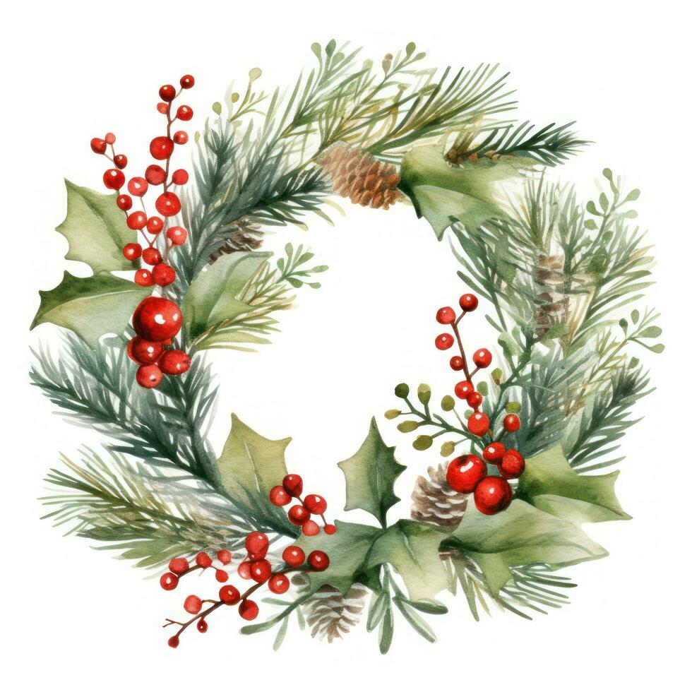 Watercolor Christmas wreath photo