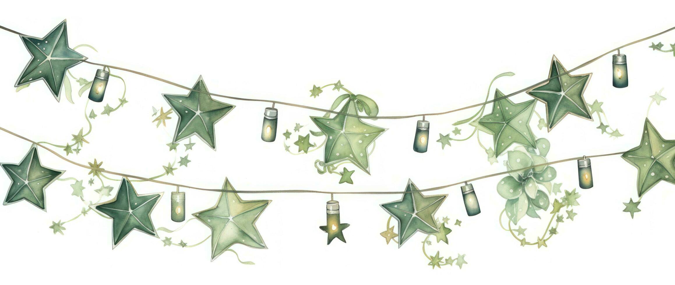 Watercolor Christmas garland isolated photo