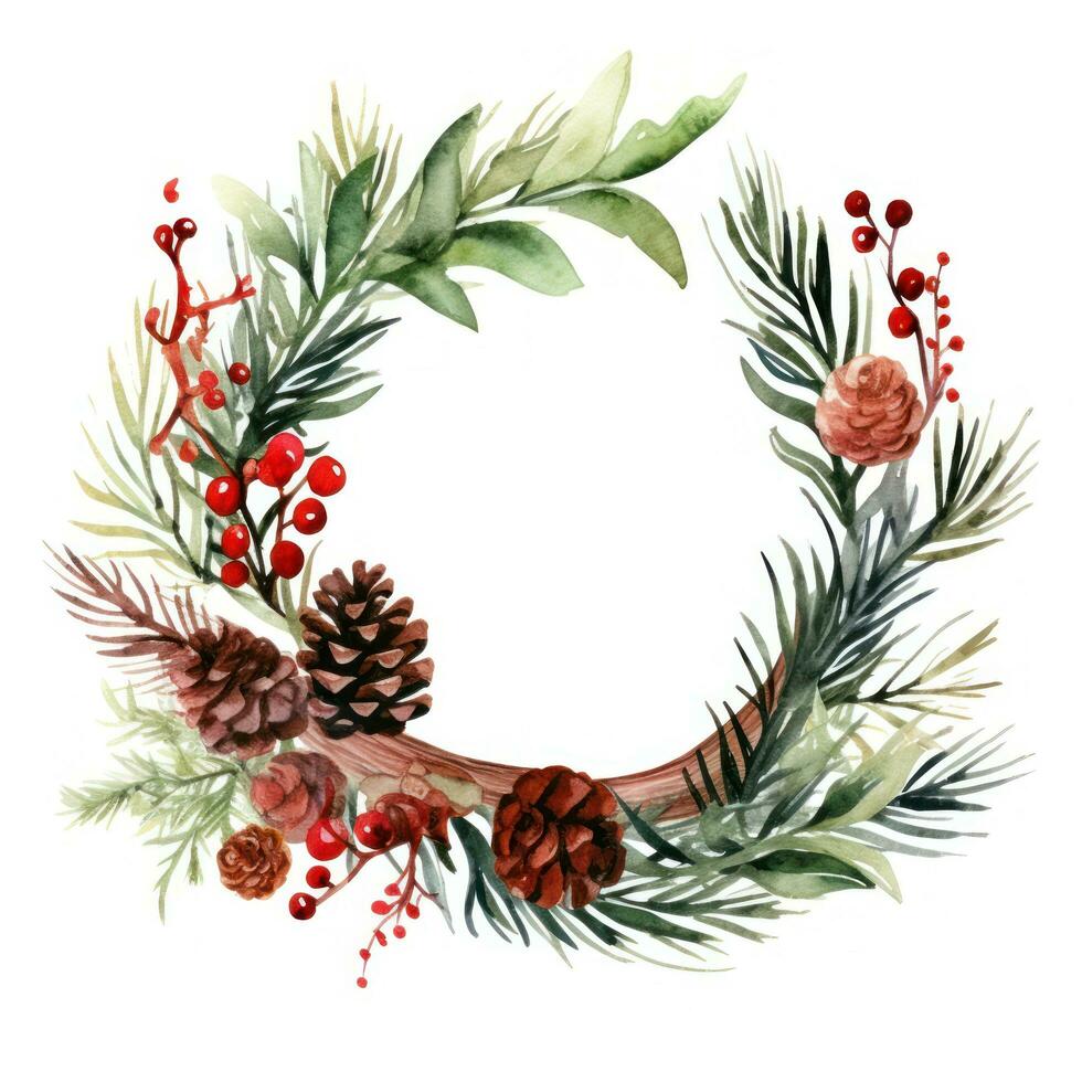 Watercolor Christmas wreath photo