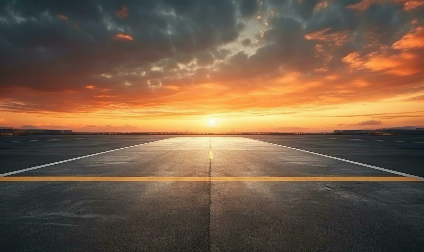 Dark and dramatic sky on a runway photo
