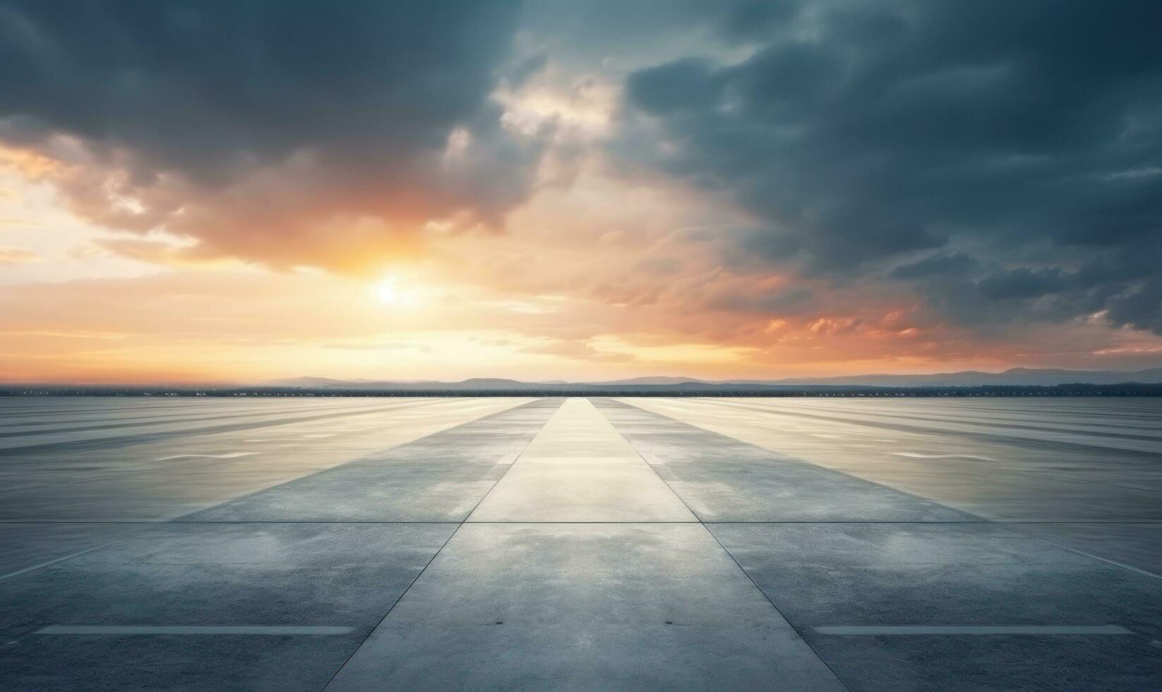 Dark and dramatic sky on a runway photo