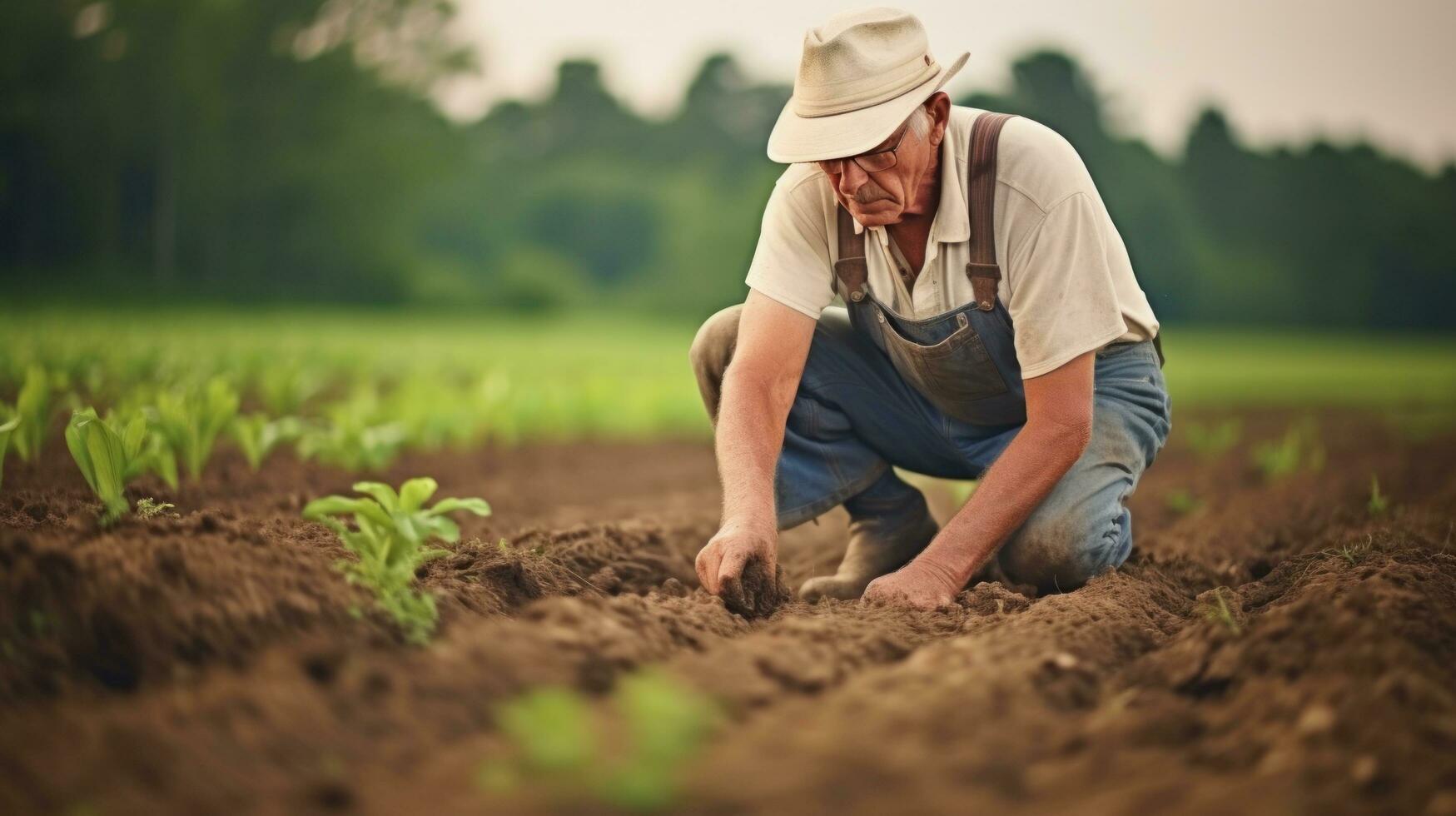 Farmer works on farm photo