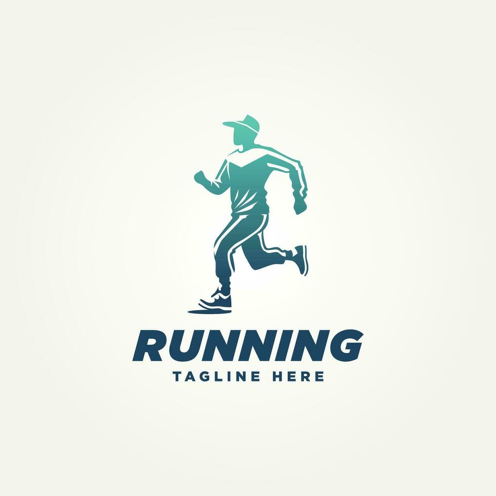 simple silhouette running icon logo template vector illustration design. simple modern running clubs, athletes, marathon runners logo concept