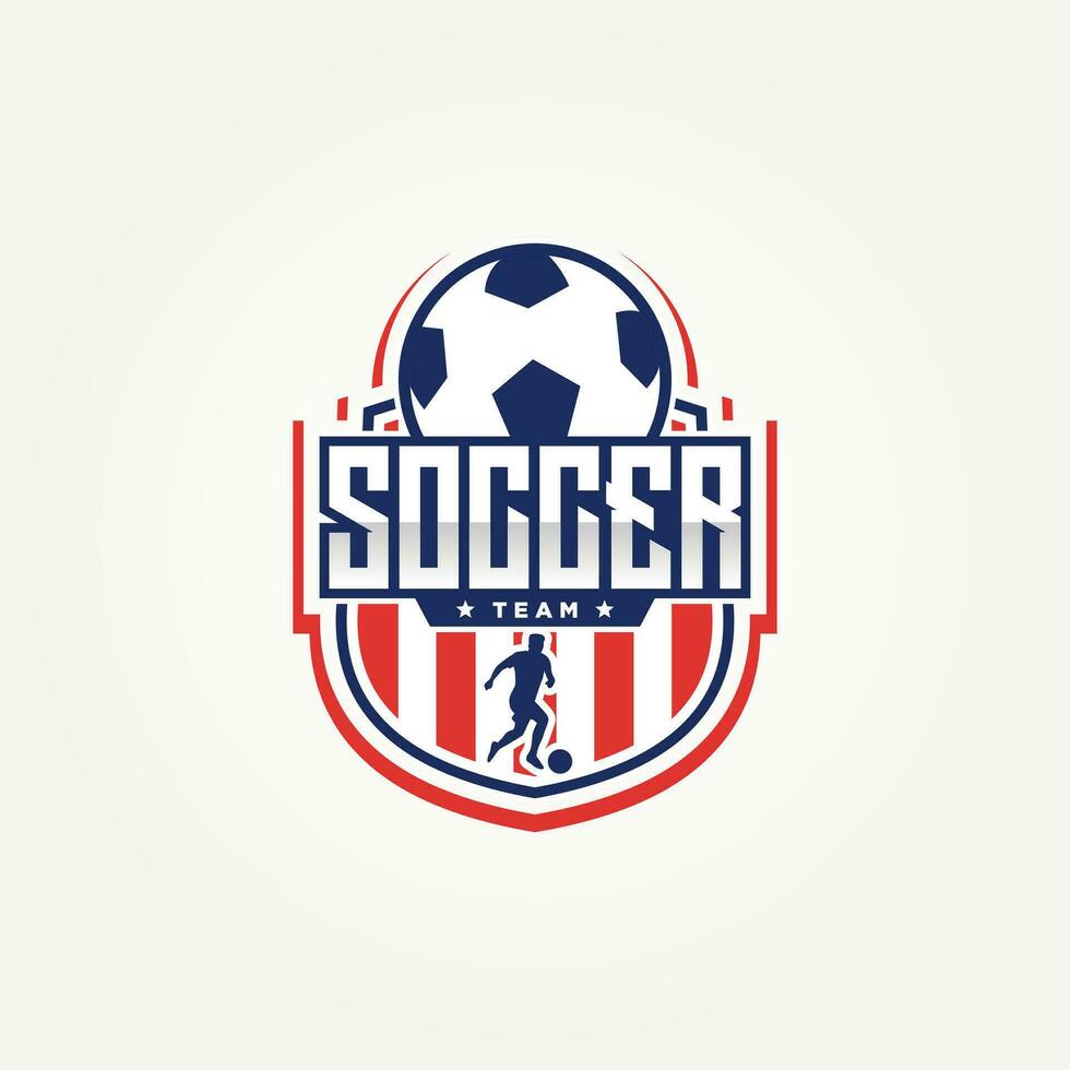 minimalist soccer football team emblem badge logo template vector illustration design. simple modern sports apparel, soccer club, soccer team logo concept