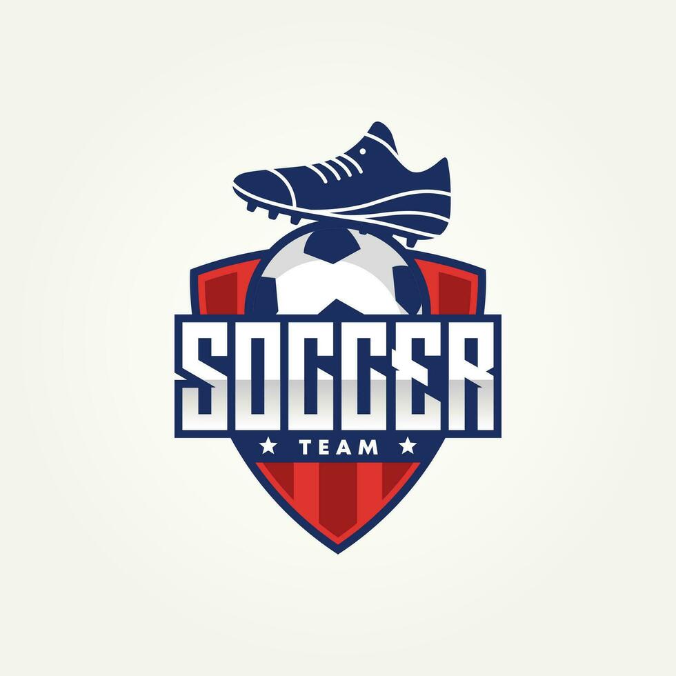 minimalist soccer team emblem badge logo template vector illustration design. simple modern sports apparel, soccer club, sports event logo concept