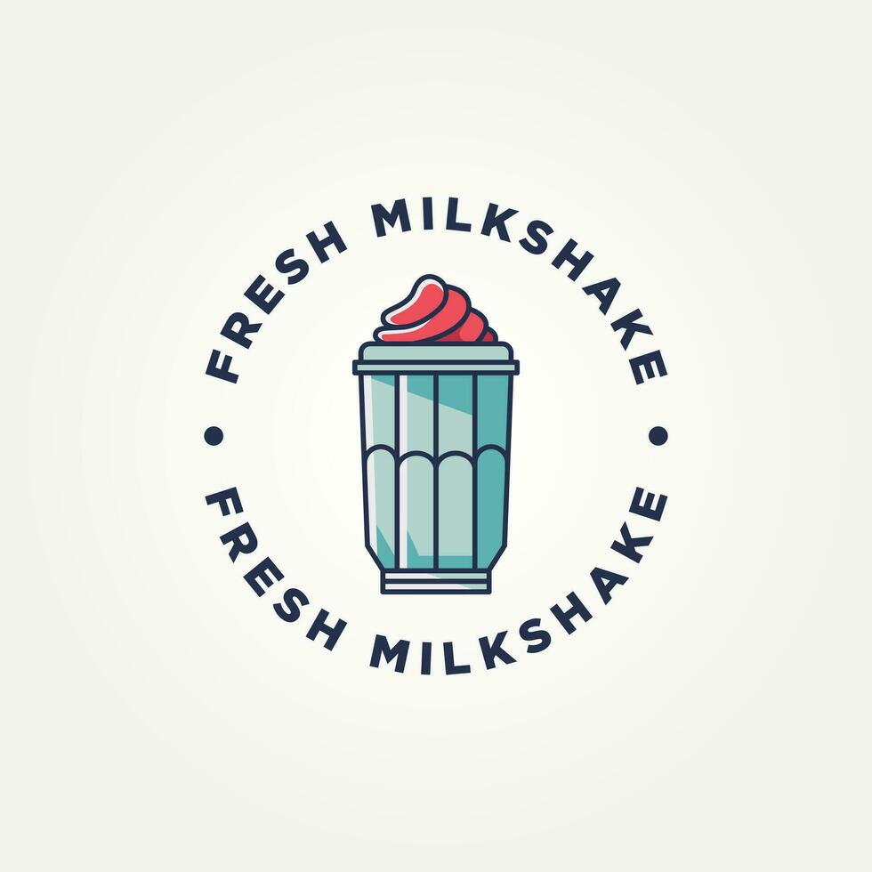 minimalist milkshake icon logo template vector illustration design. simple modern cafes, ice cream parlors, dessert shops logo concept