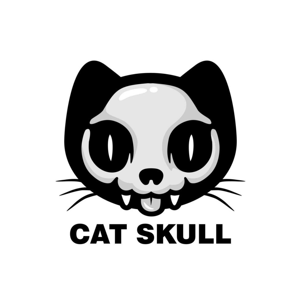 Cat Skull Design element for logo, poster, card, banner, emblem, t shirt. Vector illustration