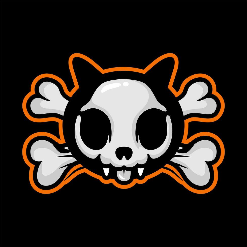 Cat Skull Design element for logo, poster, card, banner, emblem, t shirt. Vector illustration