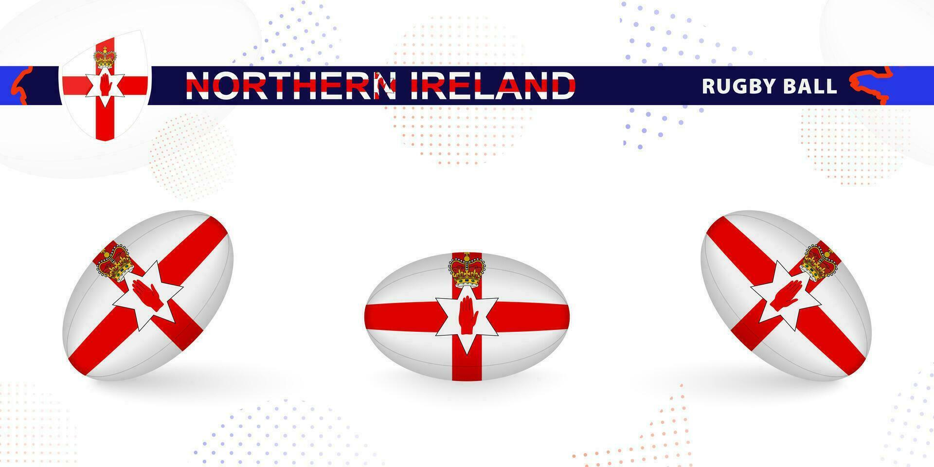 rugby pelota conjunto con el bandera de del Norte Irlanda en varios anglos en resumen antecedentes. vector