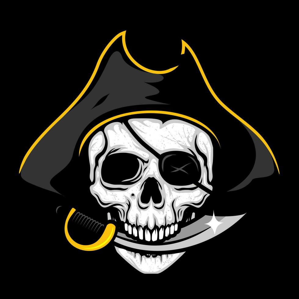 pirata cráneo con espada, diseño elemento para logo, póster, tarjeta, bandera, emblema, t camisa. vector ilustración