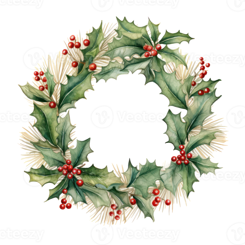 Watercolor Christmas wreath png