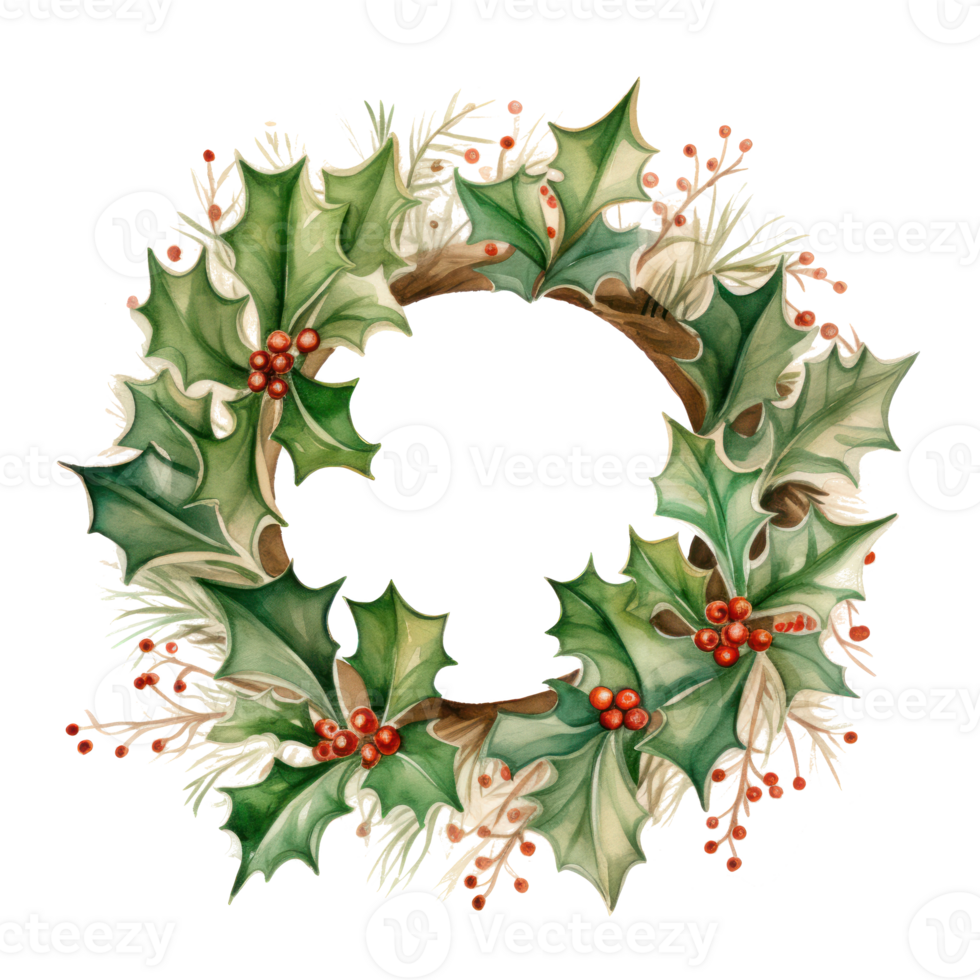 Watercolor Christmas wreath png