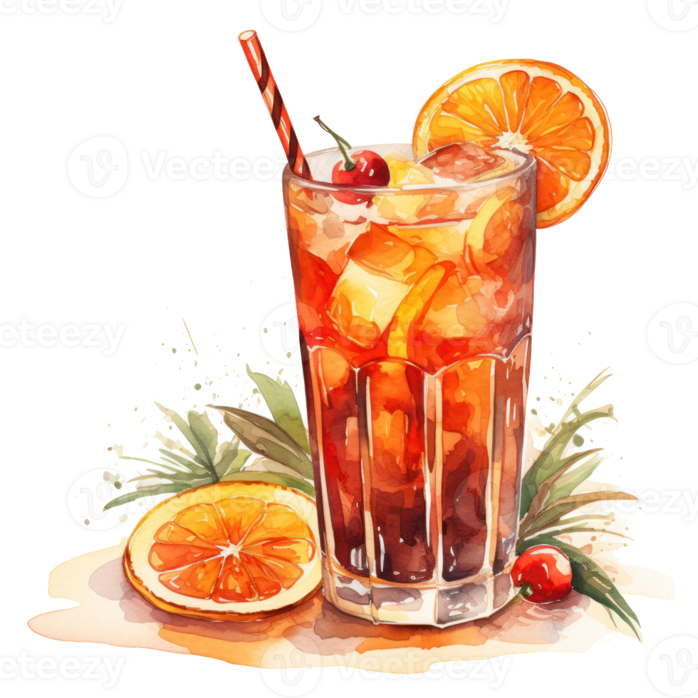 Watercolor mulled wine from a bottle with cinnamon, vanilla and apple png