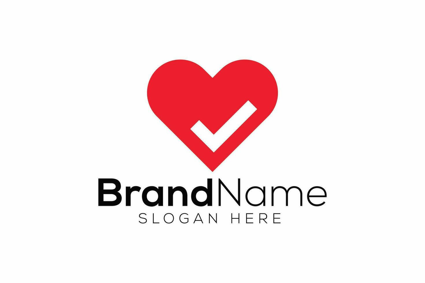 Trendy and minimal check mark and love vector logo design