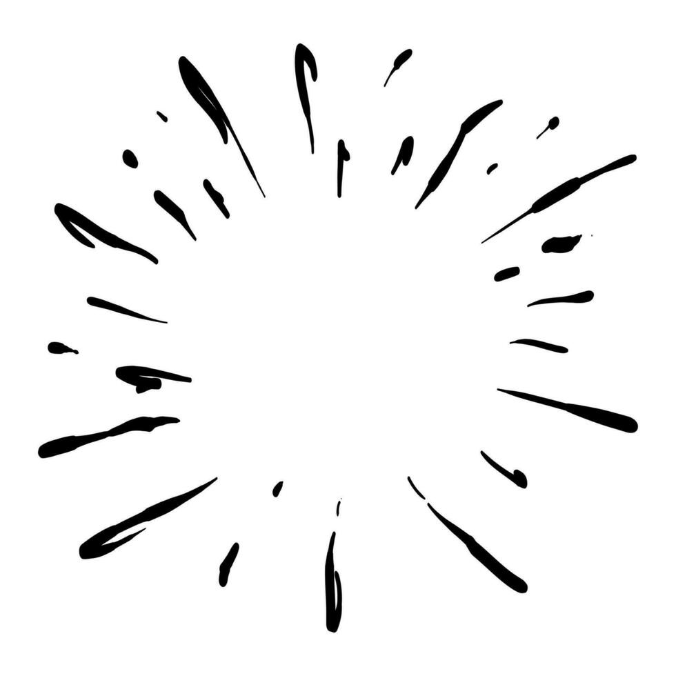 starburst or sunburst hand drawn. firework. doodle design element. vector illustration
