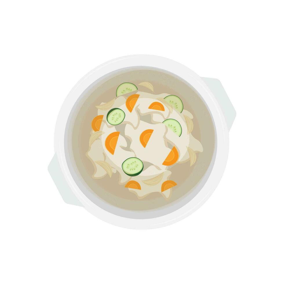 Delicious Sujebi Dumpling Soup Logo Illustration vector
