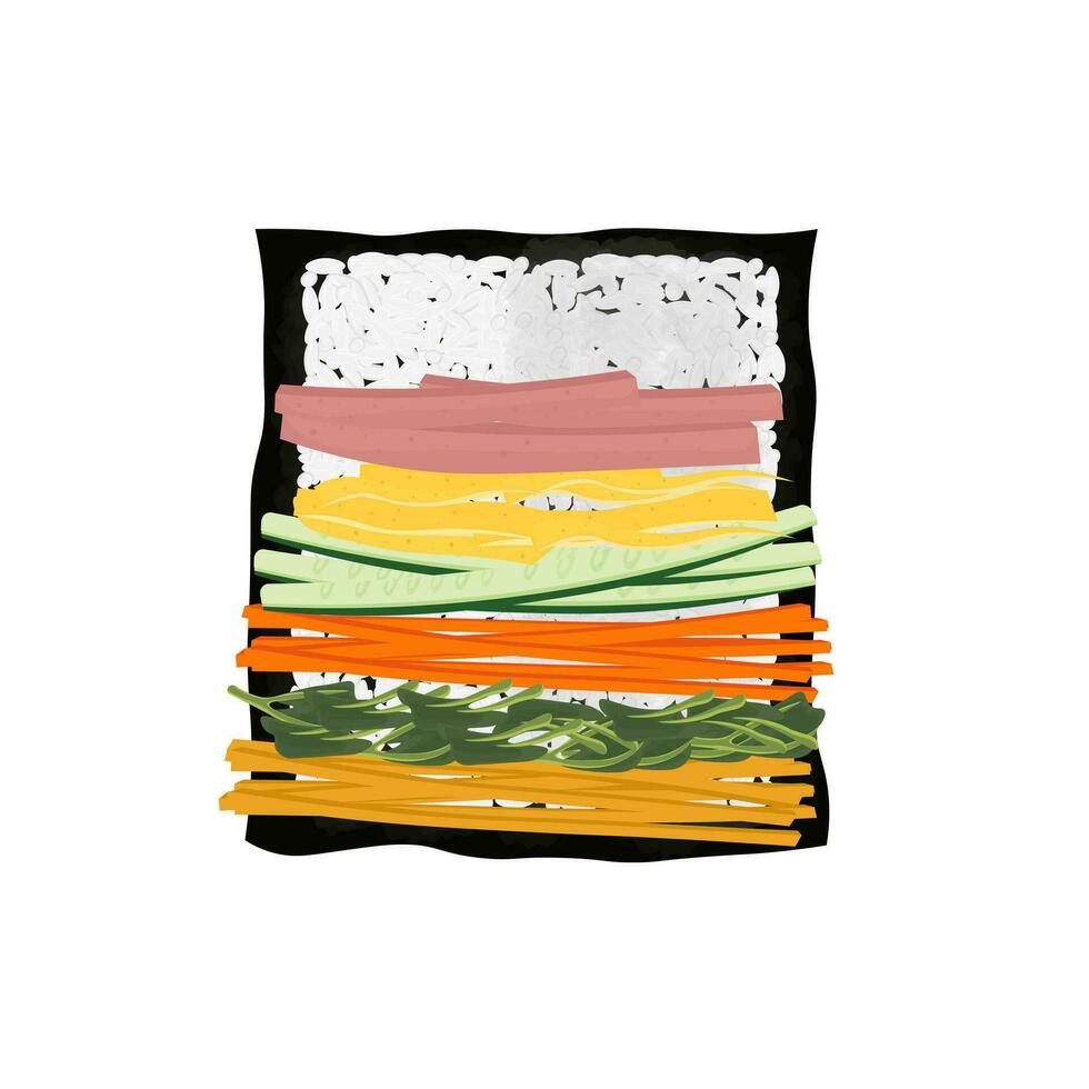 Logo Illustration of Gimbap or Kimbap Nori and Rolled Rice with Vegetable Filling vector