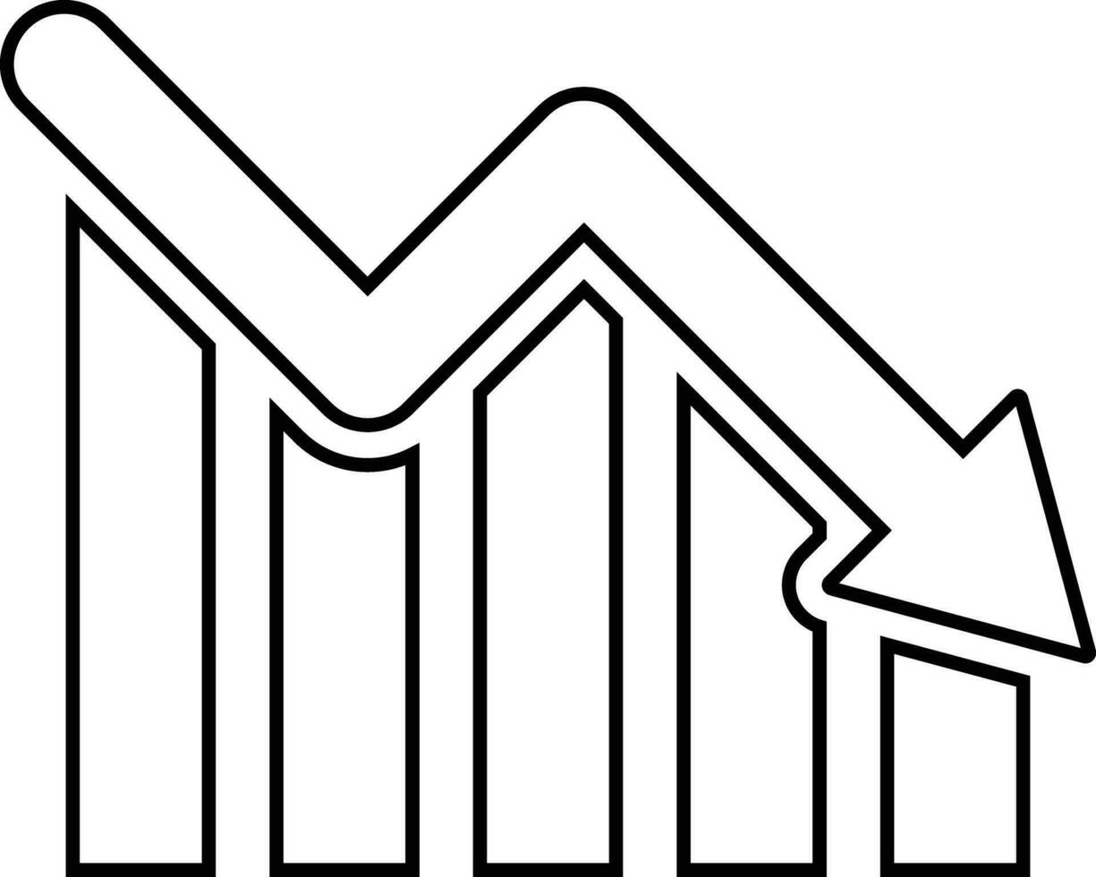 Line loss icon vector isolated on white background . Line recession decrease chart icon